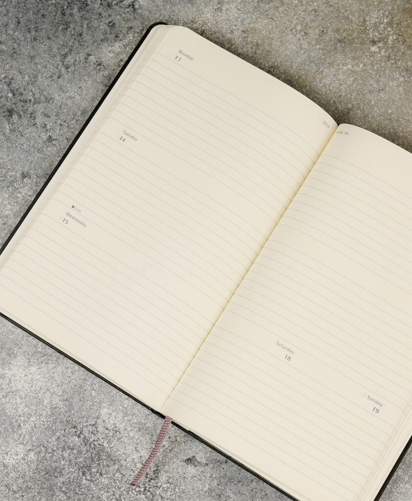 horizontálny týždenný plánovač na celý týždeň