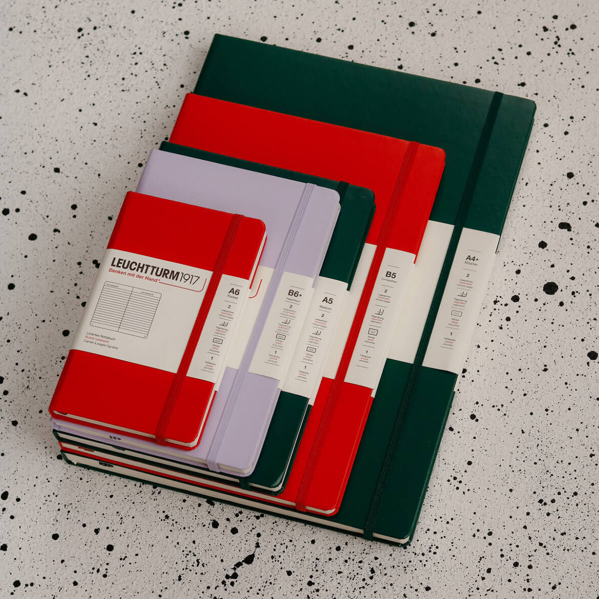 porovnanie veľkostí zápisníkov Leuchtturm1917 A6 B6 A5 B5 A4