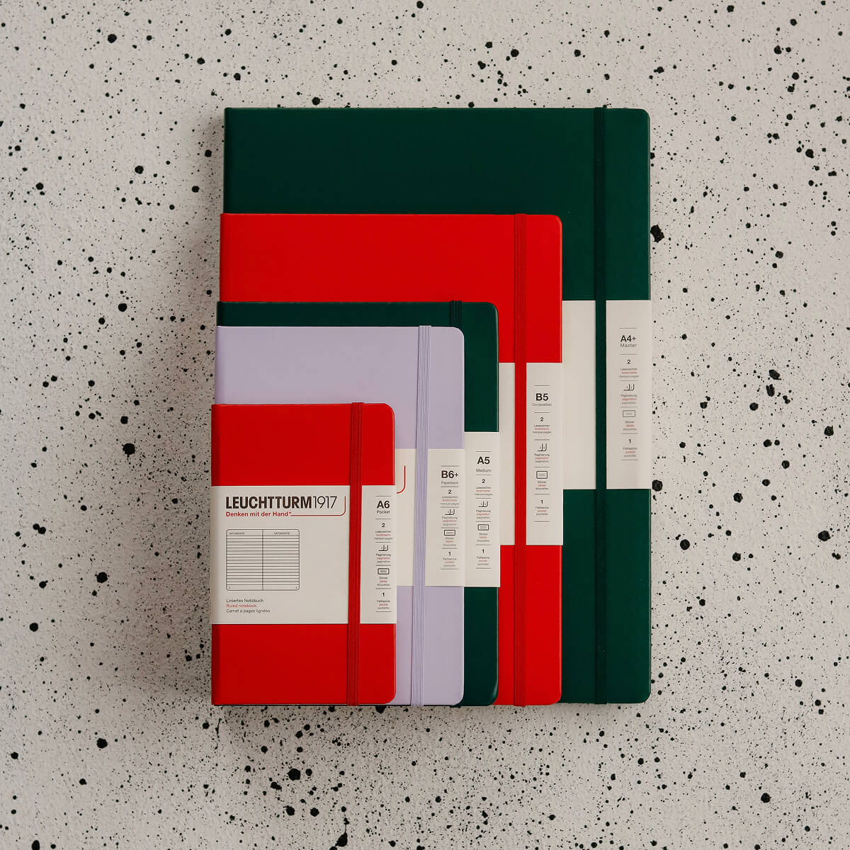 porovnanie veľkostí zápisníkov Leuchtturm1917 A6 B6 A5 B5 A4